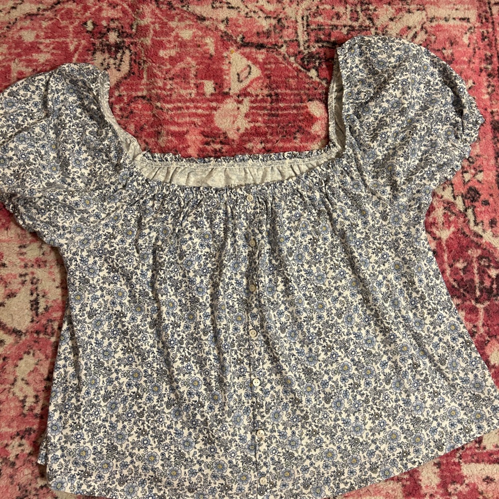 AE blue flower baby doll top